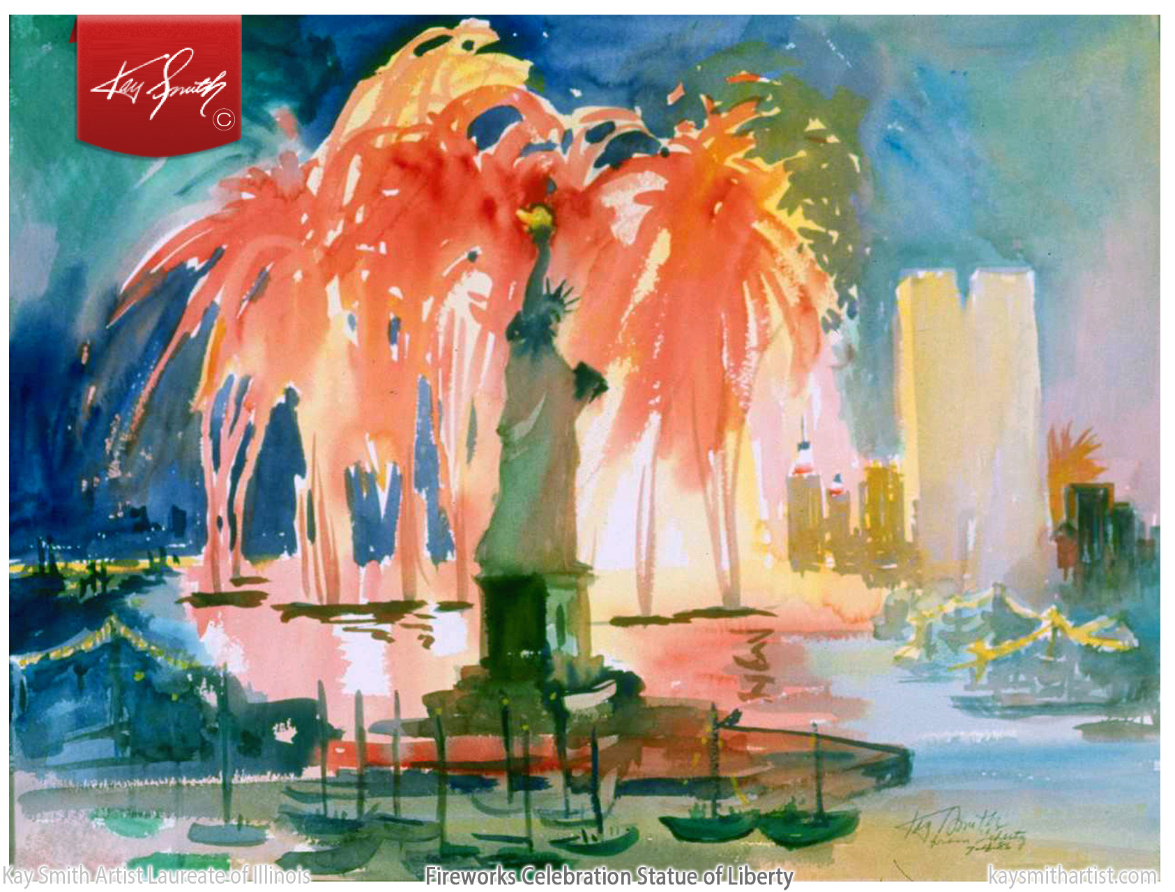 Kay-Smith-Artist-Laureate-of-IL Fireworks-Celebration-Statue-of-Liberty