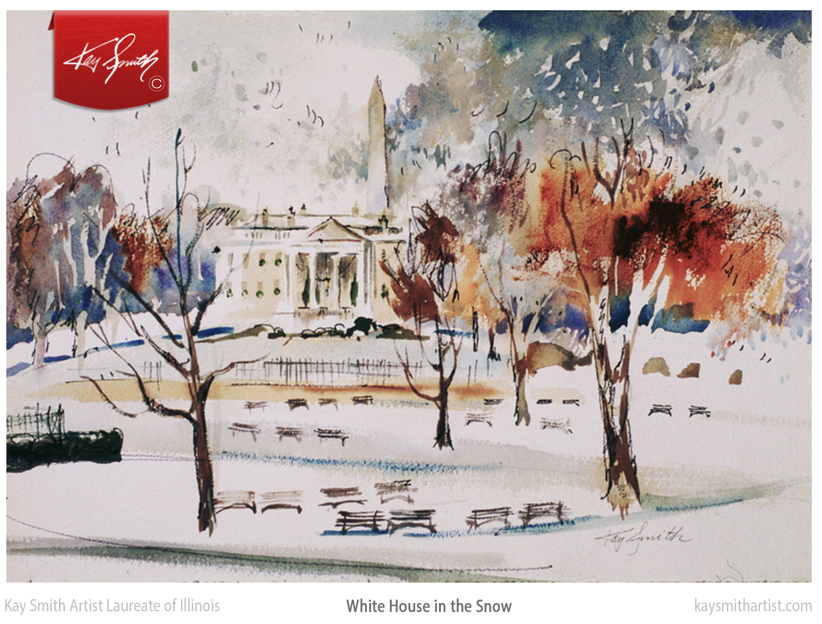 Kay-Smith-Artist-Laureate-of-IL White_House_Snow.