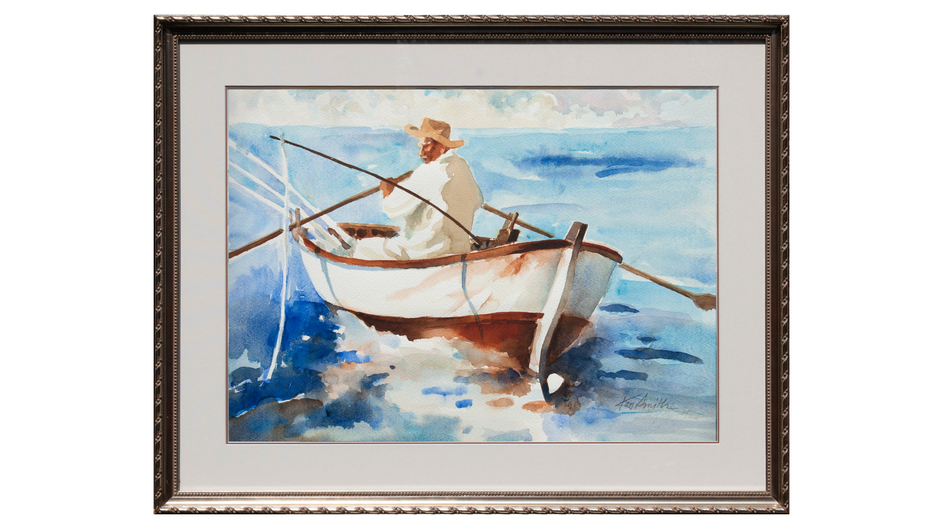 Old Man Setting his Lines Old Man Setting his Lines  17h x22w Framed  $3,800  Old Man and the Sea