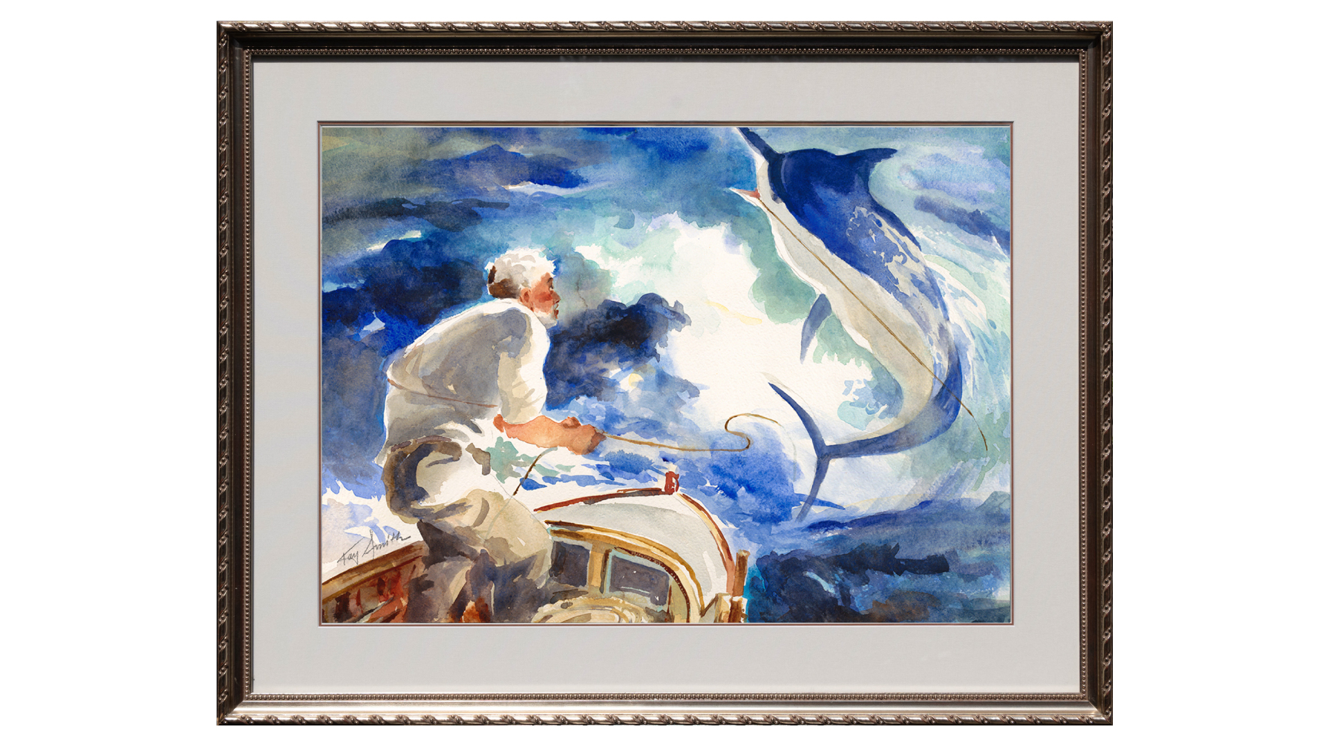 Old Man Sees the Marlin Old Man sees the Marlin  16 x20 Print  $45  Old Man and the Sea